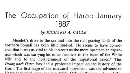 The occupation of Harar: January 1887 -  By RICHARD A CAULK